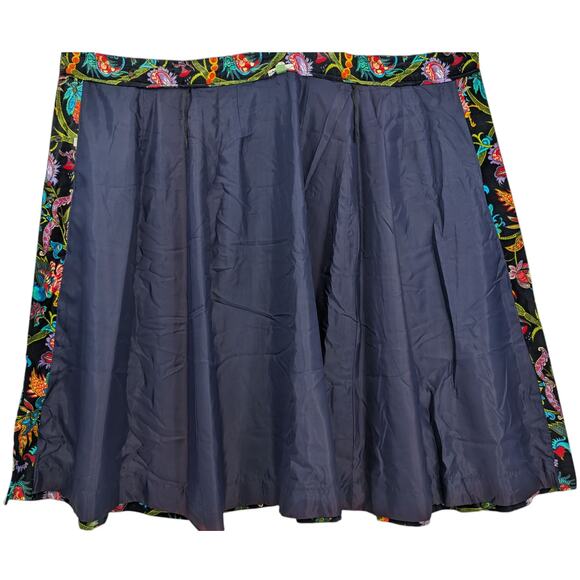 Vintage 70's SAKS FIFTH AVENUE Cotton Velvet Wrap Skirt Psychedelic Asian Floral - Picture 12 of 12